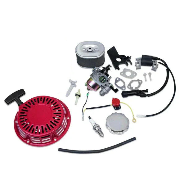 Kit de puesta a punto compatible con Honda GX160, GX200 Recoil, carburador, bobina de encendido, filtro de aire y combustible, aceite 10W30